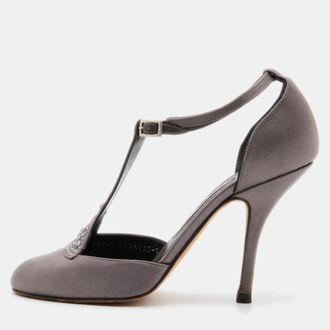 Gina Grey Satin Crystal Embellished T-Bar Ankle Strap Pumps