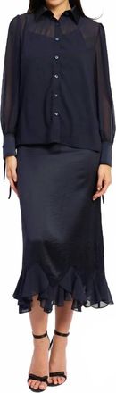 En Saison Gia Slip Skirt In Midnight Merino