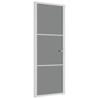 vidaXL Puerta Interior Vidrio Egs Y Aluminio Blanco 76x201,5 Cm Vidaxl