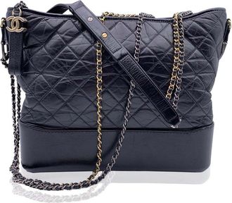 Chanel Black Leather Gabrielle Shoulder Bag (Authentic Pre-Loved)