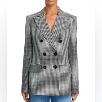 Toccin Magnolia Houndstooth Double-Breasted Blazer In Black