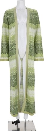 MC2 Saint Barth Green Zigzag Pattern Open-Front Cotton Cardigan Dress