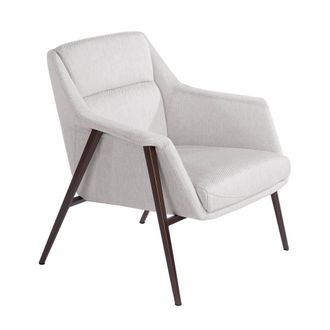 Angel Cerd&aacute; White Fabric Armchair with Brown Painted Steel Legs