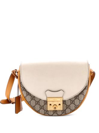 Gucci Padlock Saddle Shoulder Bag GG Coated Canvas and Leather Small crossbody bag - Marrone