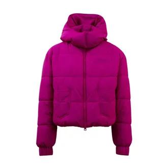 Moschino Down Jackets, female, Pink, Size: XS Fuchsia Bomber Jacket with Zipper