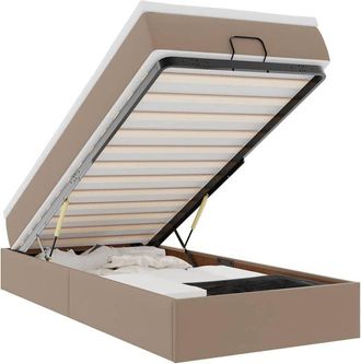 vidaXL Estructura Cama Otomana Colch&oacute;n Cuero Sint&eacute;tico Cappucino Vidaxl