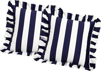 OEM Fundas De Coj&iacute;n Decorativas, 2 Piezas - Azul Marino Y Blanco