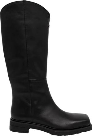 Patrizia Pepe Logo-plaque Laarzen - Dames - Hoge Laarzen - Zwart - 38 EU - Leer - Schoenen