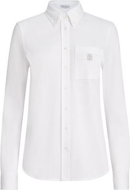 Brunello Cucinelli Piqu&eacute; shirt in White at Nordstrom, Size 3X-Large Eu