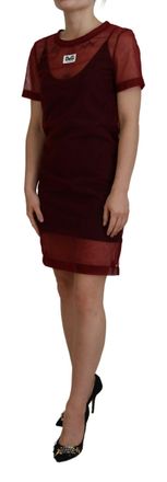 Dolce & Gabbana Womens Maroon Nylon Two Layer Shift Mini Dress