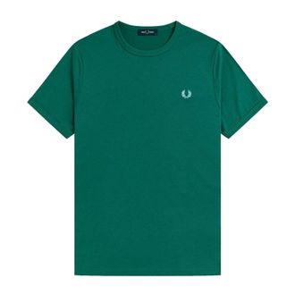 Fred Perry Ringer T-Shirt - Heren - Tops - Groen - Maat: L Katoen