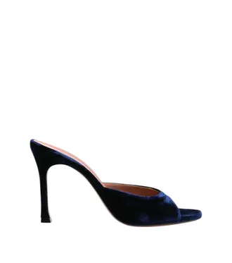 Amina Muaddi Blue Alexa Velvet Heels
