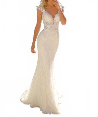 Jessica McClintock Fitted Cap Sleeve Gown In Ivory