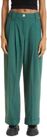 Ganni Pleat Cuff Pants in Trekking Green at Nordstrom Rack, Size 2 Us / 34 Eu