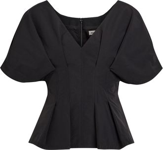 Jonathan Simkhai Rozen Pleated Cotton-blend top - Black - 12 (UK16 / XL)