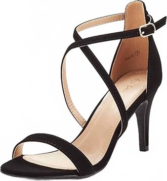 Dream Pairs Womens Open Toe Heeled Sandals In Black