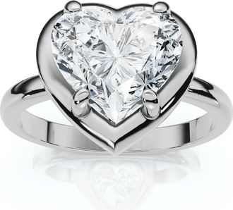 Pompeii3 Certified 2 1/2Ct Heart Diamond Button Engagement Ring 14k Gold or Pt Lab Grown