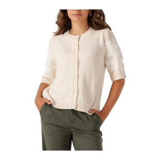 Object Object, Truien & Vesten, Dames, Beige, XS, Nylon, Gebreide Vest voor Stijlvol Comfort