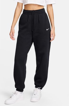 Nike Sportswear Phoenix Fleece High-Waisted Oversized Sweatpants in 010 010 Black/sail at Nordstrom, Size Xx-Large Short