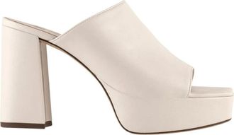 H&ouml;gl Flat Sandalen - Dames - Muiltjes - Wit - 41 1/2 EU - Leer - Schoenen