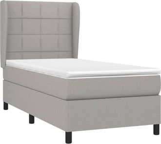 vidaXL Vidaxl - Cama Box Spring Con Colch&oacute;n Tela Gris Claro 90x190 Cm