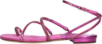 3Juin Platte sandalen - Dames - Sandalen - Roze - 38 EU - Satijn - Schoenen