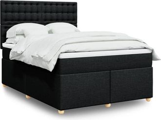 vidaXL Vidaxl - Cama Box Spring Con Colch&oacute;n Tela Negro 140x200 Cm