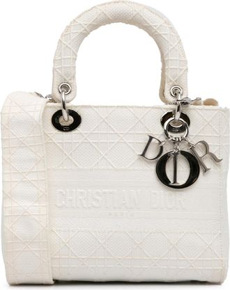 Dior White Medium Cannage Lady D-Lite