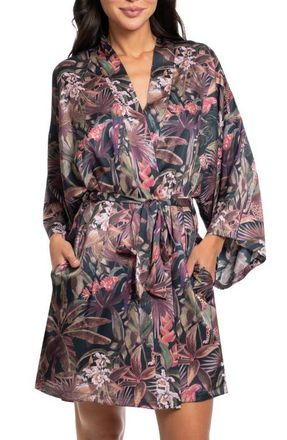 Midnight Bakery Print Satin Robe in Navy at Nordstrom, Size X-Small