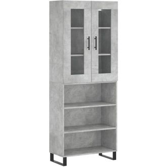 vidaXL Highboard Concrete Grey 69.5x34x180 cm Engineered Wood Vidaxl