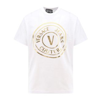 Versace Jeans Couture T-Shirts, male, White, Size: 2XL Logo Print T-shirt