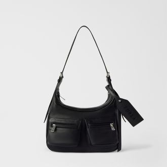 Furla Lynette Borsa A Spalla M Nero Nero Pelle Di Vitello Atelier Liscia Donna