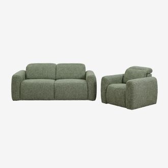 Sklum Conjunto De Sal&oacute;n Con Sof&aacute; De 2 Plazas Reclinable Y El&eacute;ctrico Y Sill&oacute;n Tapizado Peggy Sklum