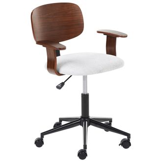 Beliani Beliani - Silla De Oficina Elegante Funci&oacute;n Giratoria Ajustable Asiento De Tela De Poli&eacute;ster Madera Oscura Y Gris Claro Gunnison