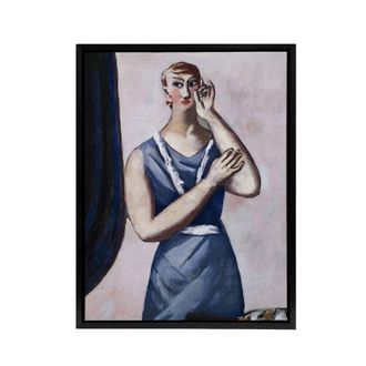 Artery8 Valentine Tessier Portrait Painting Beckmann Black Framed Canvas Art in Pink | Size: W24 x H32