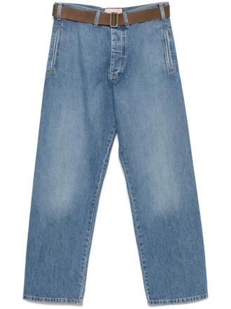Plan C straight-leg belted jeans - Blue