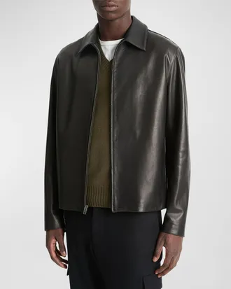 Vince Men & apos;s Leather Zip-Up Jacket