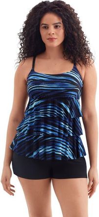 Longitude Faux Ruffle Shortini Long Torso Swimsuit in Second Wave at Nordstrom, Size 22