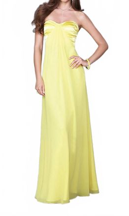 La Femme Sweetheart Chiffon Dress In Yellow