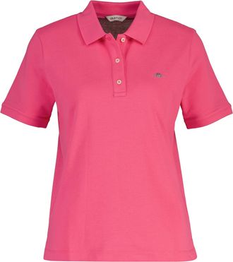GANT Poloshirt GANT REGULAR SHIELD, Damen, Gr. XXL, bright fuschia, Single Jersey, Obermaterial: 100% Baumwolle, regular fit normal, Rundhals, eingesetzt g