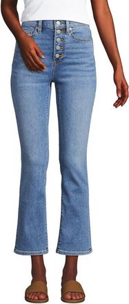 Lands End High Rise Denim Button Front Kick Flare Crop Jeans in Beau Blue at Nordstrom, Size 16W