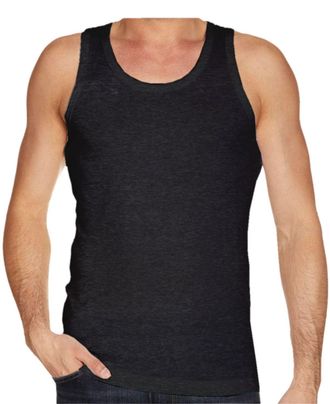 Generic Gaffer Mens Vests Plain Tank Top Regular Fit 50% Cotton and 50% Polyester Sleeveless Basic Classic Underwear Athletic Muscle Gym Fitness Wear Charcoal