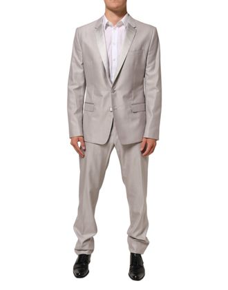 Dolce & Gabbana Light Gray Wool 2 Piece MARTINI Formal Mens Suit