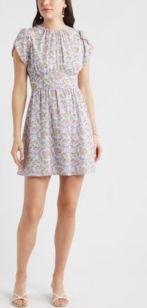Chelsea28 Fit & Flare Minidress in Blue Savannah Medallion at Nordstrom, Size Xx-Small