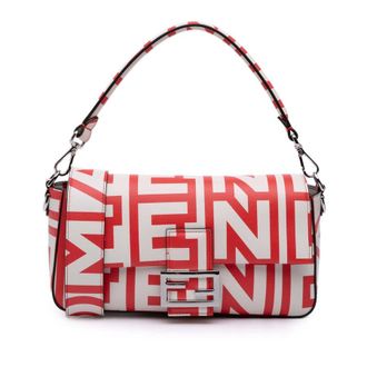 Fendi Pre-owned Fendi Marc Jacobs Nappa Vitello King Logo Print Phone Baguette Satchel Ladies 8BR600 AMWQ 229 0501