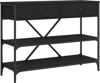 vidaXL Mesa consola con cajones y estantes madera de ingeniería negro Vidaxl