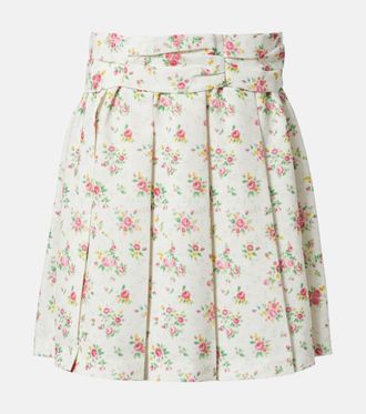 Shushu/Tong Floral pleated miniskirt