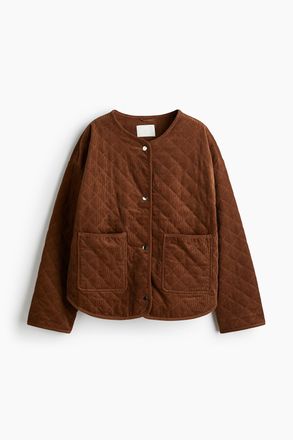 H&M Oversized Cordjacke mit Steppn&auml;hten - Braun