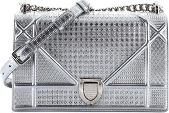 Dior Diorama Flap Bag Cannage Embossed Calfskin Medium shoulder bag - Zilver