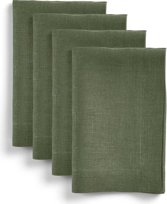 Solino Home Linen Dinner Napkins Set of 4, 20 x 20 Inch for Dining Table, Holiday and Everyday Table Decor - Diana in Desert Green at Nordstrom, Size
